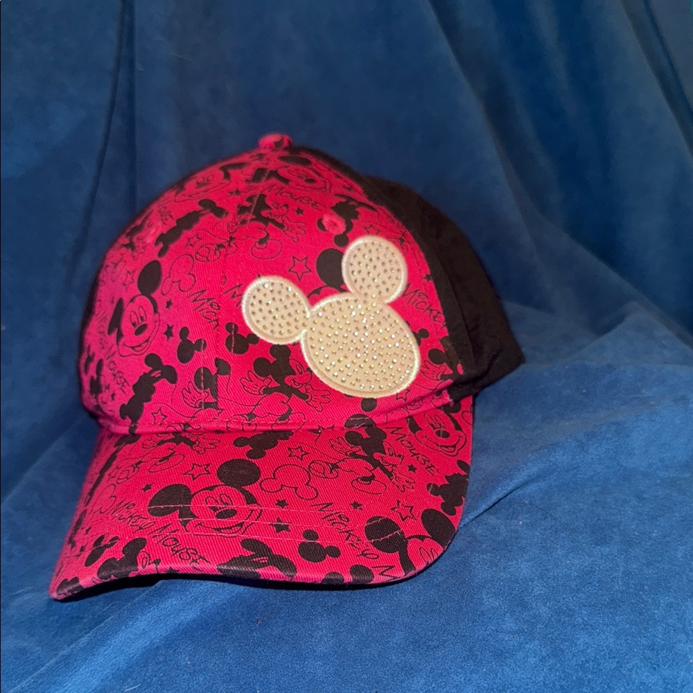 Disney kids Red and Black Mickey Mouse Cap Velcro adjustable strap